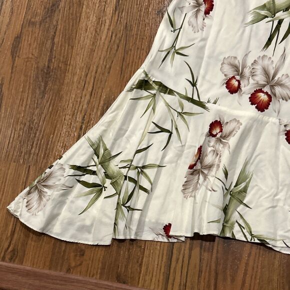 Milson Kys Hawaiian Dress Womens Large Cream Floral Halter Neck Midi Ruffle USA - Picture 4 of 6